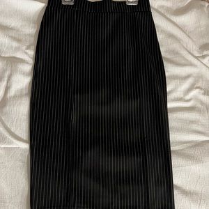 H&M Black & White Pinstripe Midi Pencil Skirt
